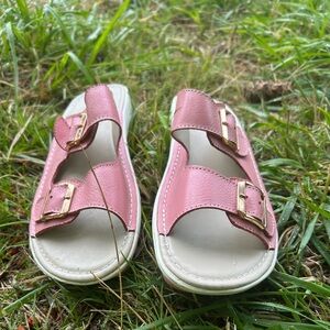 Women’s 9.5 size pink over the top straps sandals . New